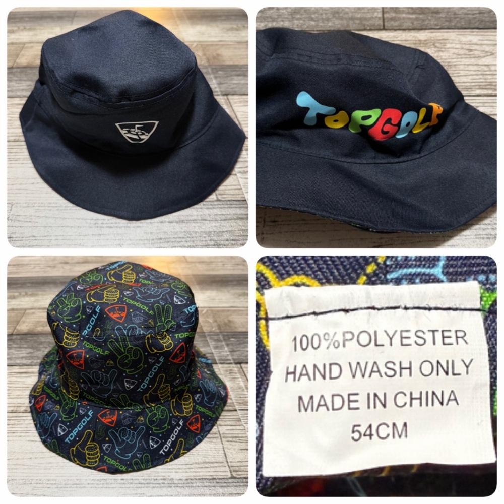 TopGolf Reversible Bucket Cap Hat Men's Size 54cm (XS/S) Blue READ